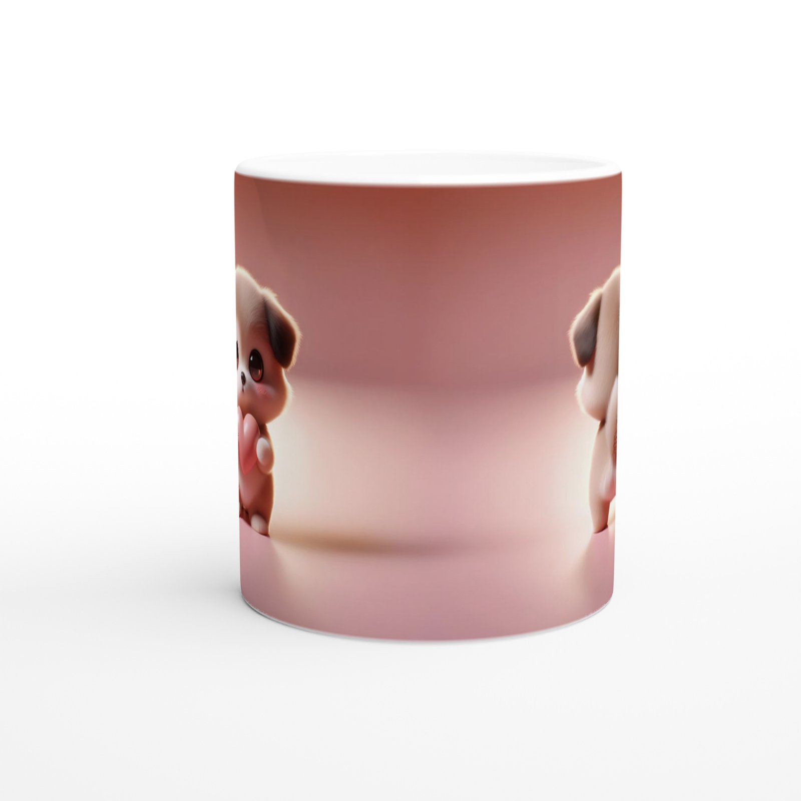 Kalpli Sevimli Köpek Figürlü Baskılı Kupa Bardak