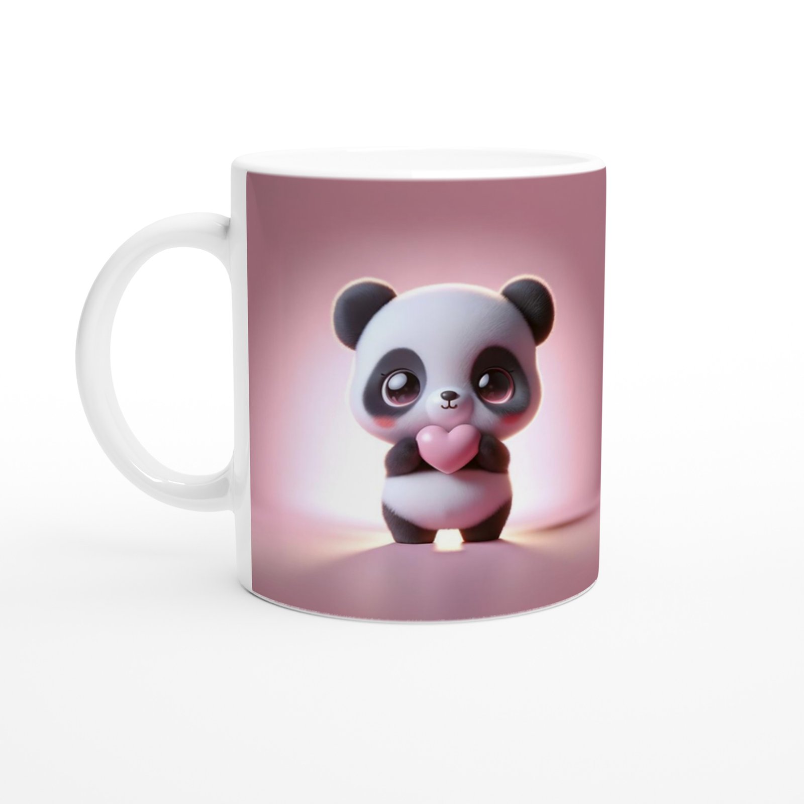 Kalpli Sevimli Panda Temalı Baskılı Kupa Bardak