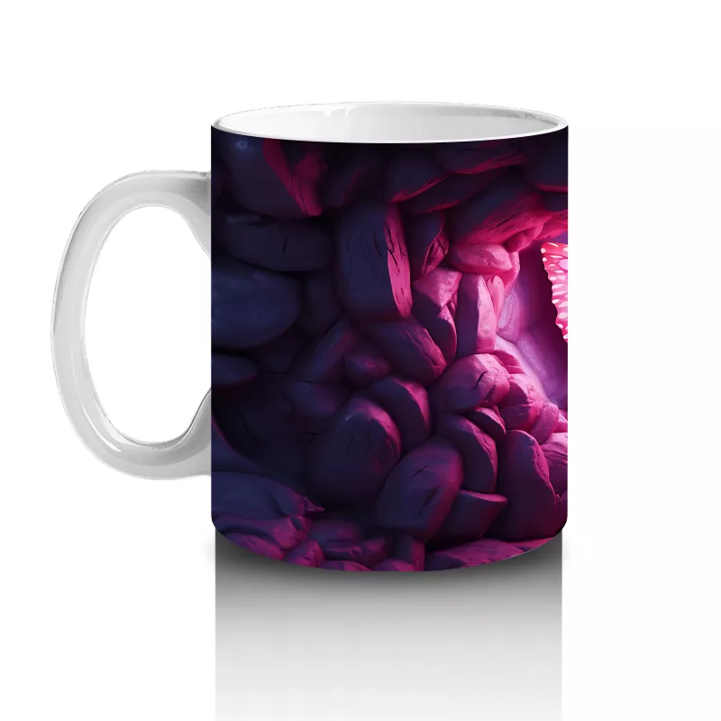 Kalpli Siyah Taşlar Üzerinde Pembe Kelebek – Baskılı Kahve Kupası - 2