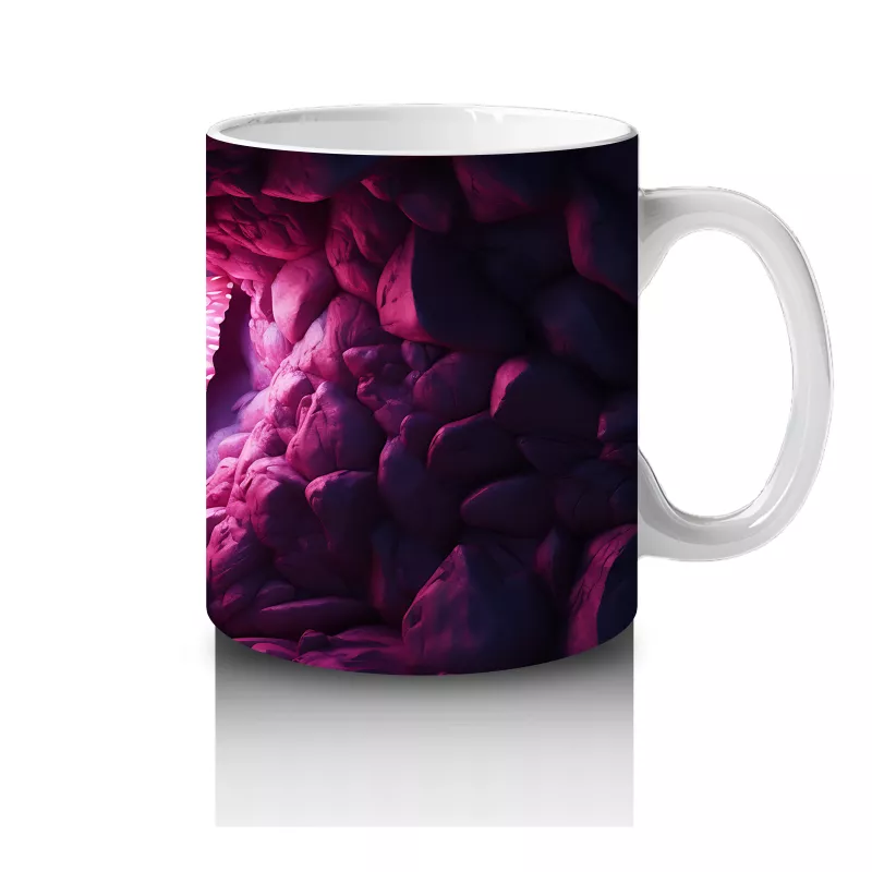 Kalpli Siyah Taşlar Üzerinde Pembe Kelebek – Baskılı Kahve Kupası - 4