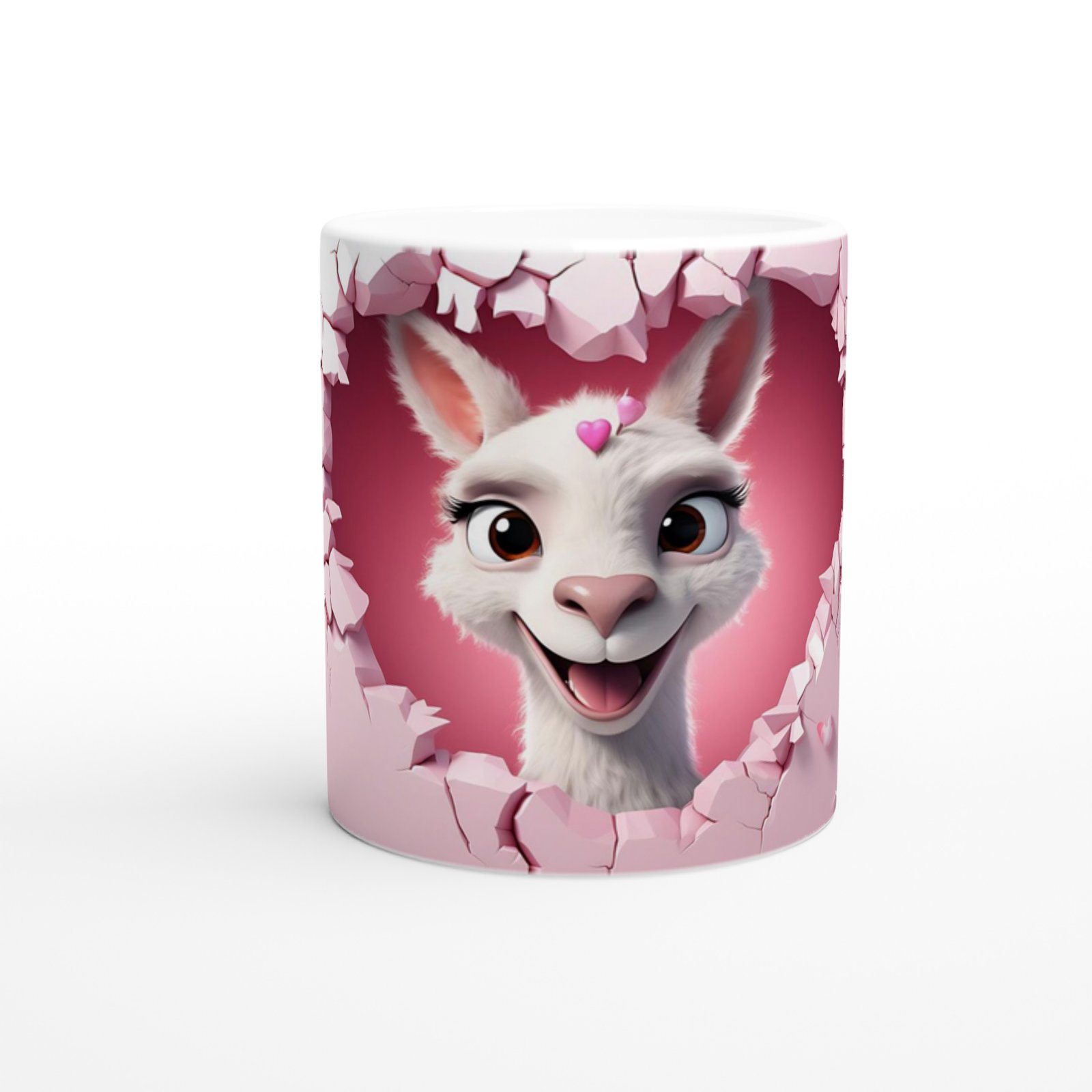 Kalpli Taçlı Neşeli Lama Temalı Baskılı Kupa Bardak