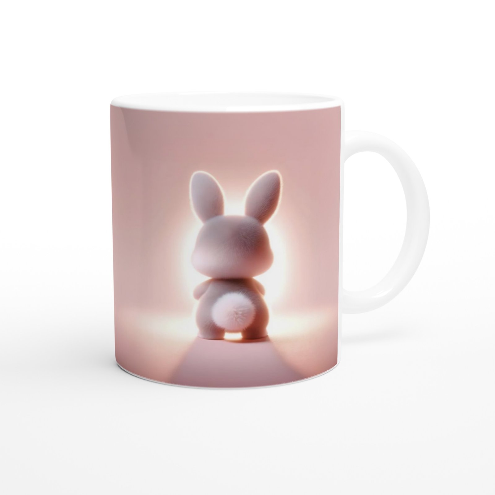 Kalpli Tavşan Figürlü Sevimli Pembe Temalı Baskılı Kupa Bardak - 3