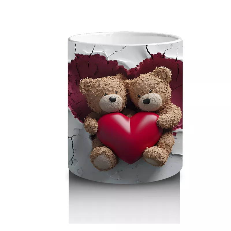 Kalpli Yastık Tutan Sevimli Ayıcıklar – Baskılı Kahve Kupası - 3