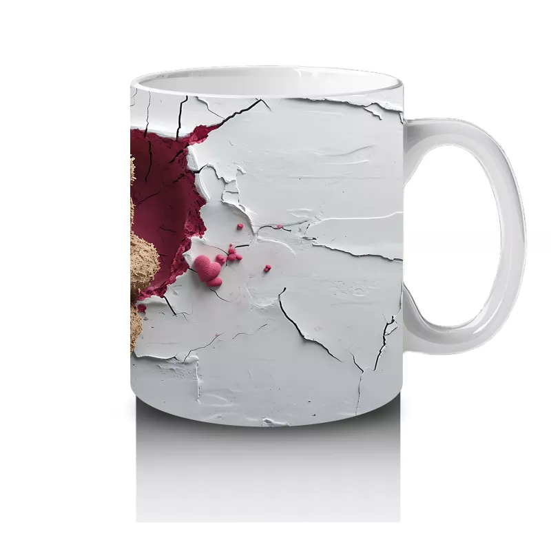 Kalpli Yastık Tutan Sevimli Ayıcıklar – Baskılı Kahve Kupası - 4