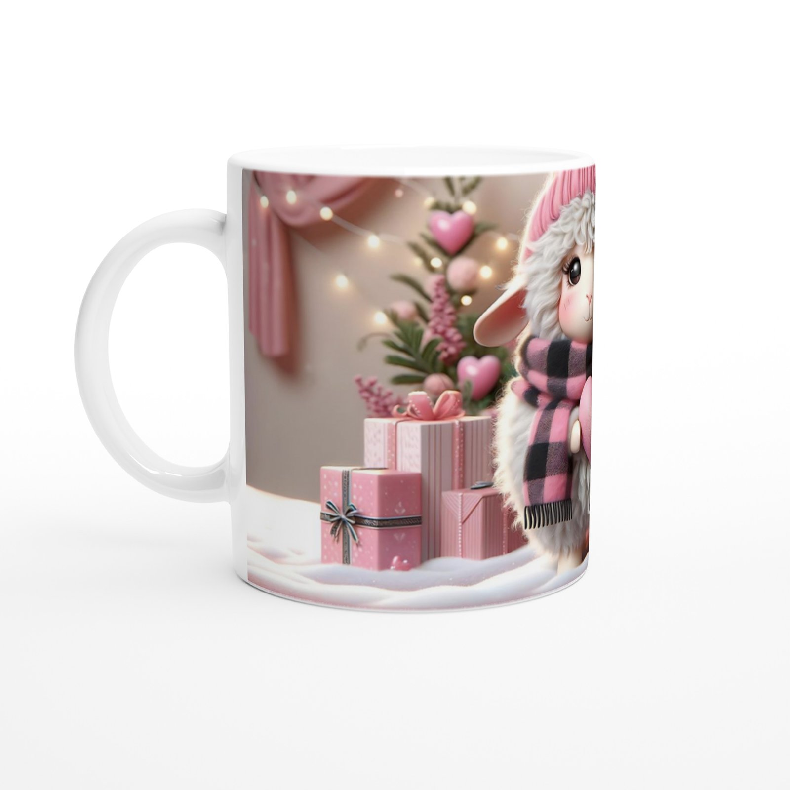 Kalpli Yumuşak Kuzu Figürlü Pembe Temalı Baskılı Kupa Bardak - 2