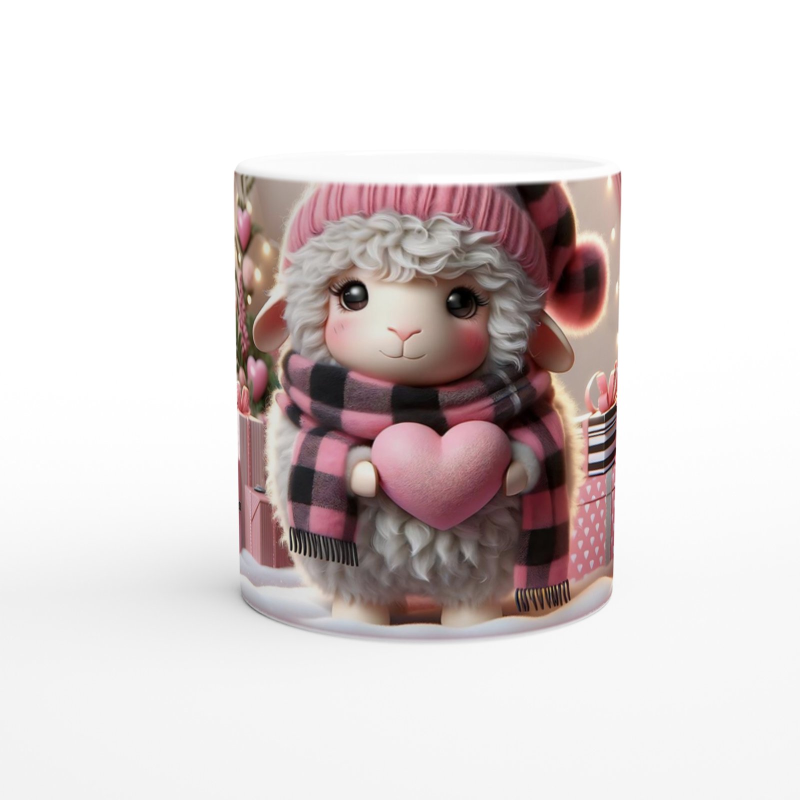 Kalpli Yumuşak Kuzu Figürlü Pembe Temalı Baskılı Kupa Bardak