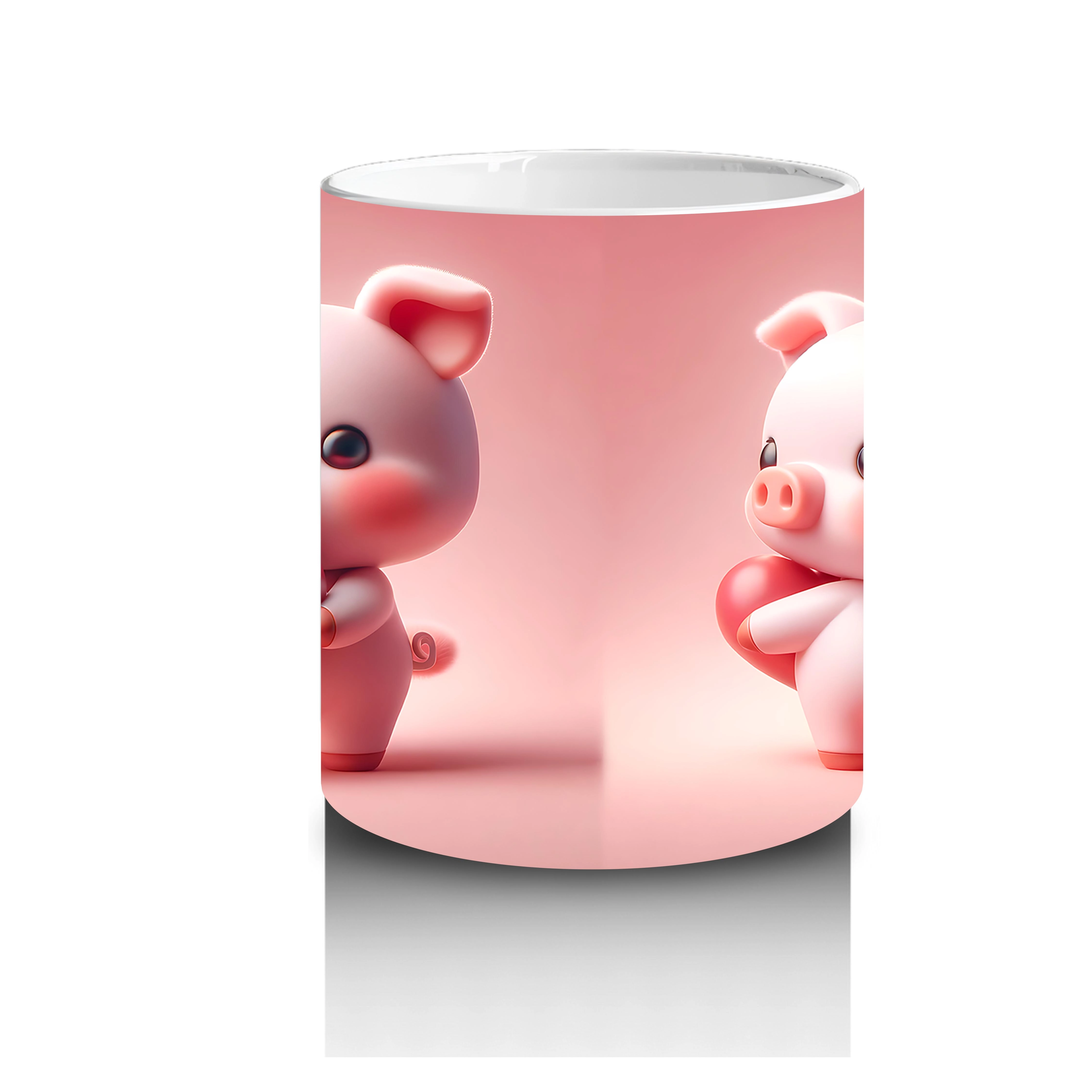 Kalpli Zemin Üzerinde Sevimli Domuzcuklar - Baskılı Kahve Kupası - 3