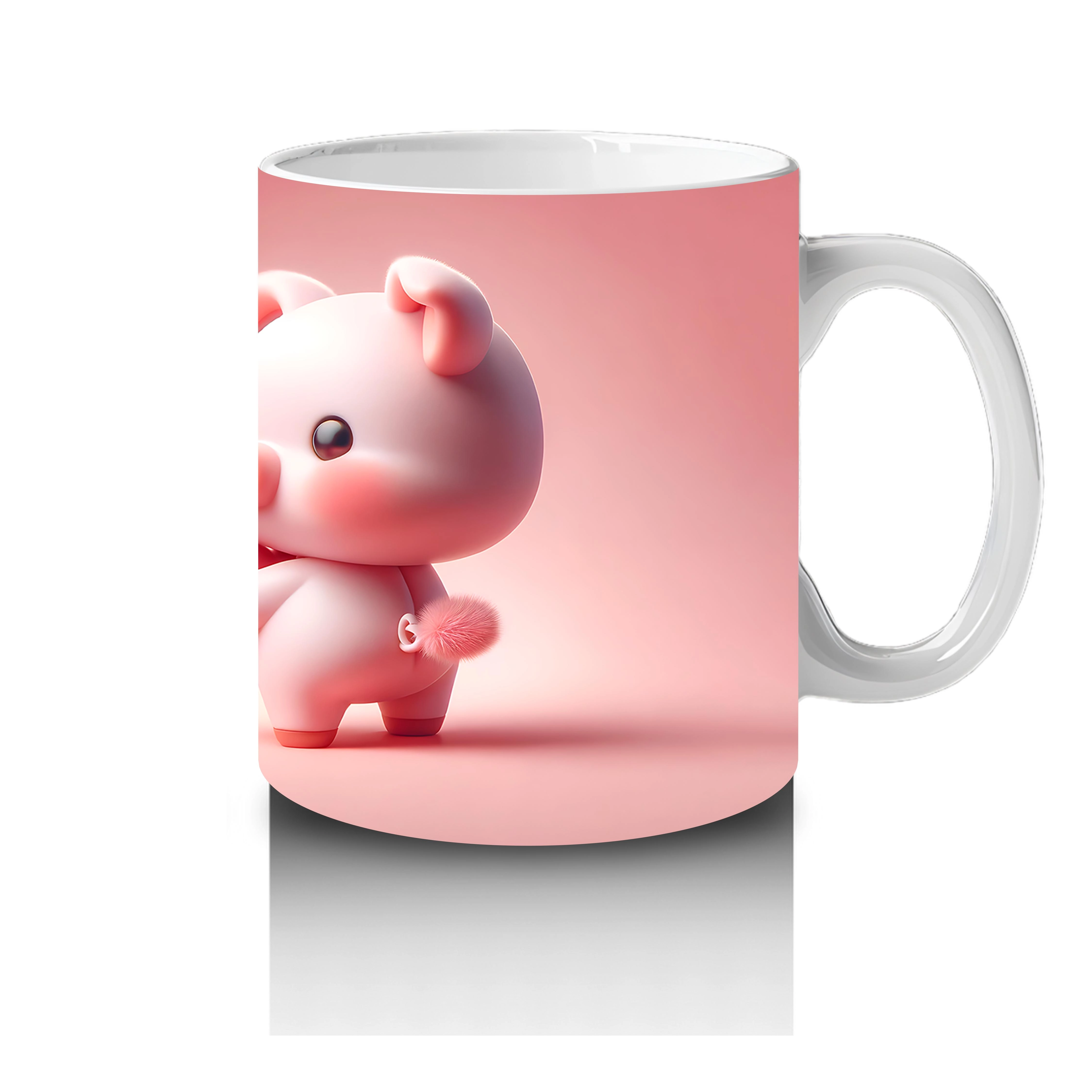 Kalpli Zemin Üzerinde Sevimli Domuzcuklar - Baskılı Kahve Kupası - 4