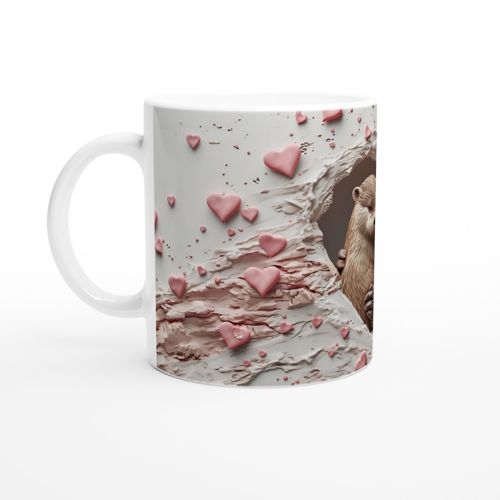 Kalpten Bakan Sarılan Su Samurları Temalı Baskılı Kupa Bardak - 2