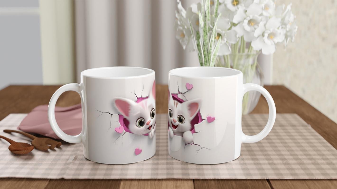 Kalpten Bakan Sevimli Kedi Kardeşler Temalı Baskılı Kupa Bardak - 5