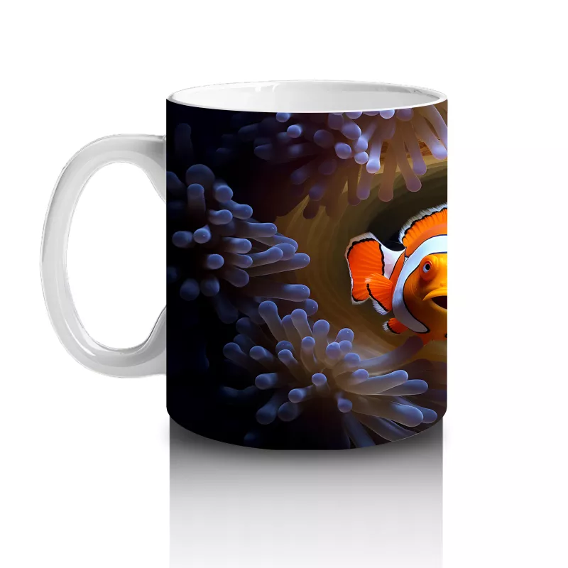 Karanlık Fon Üzerinde Parlayan Palyaço Balığı – Baskılı Kupa - 2