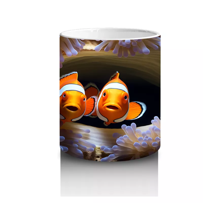 Karanlık Fon Üzerinde Parlayan Palyaço Balığı – Baskılı Kupa - 3