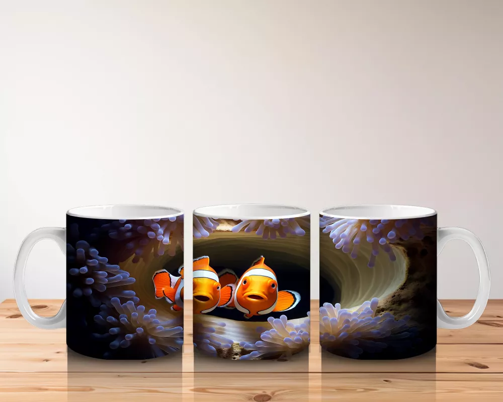 Karanlık Fon Üzerinde Parlayan Palyaço Balığı – Baskılı Kupa - 5