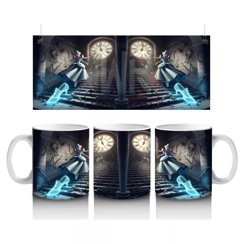 Karanlık Koridorda Mum Işığıyla Aydınlanan Cadı Silüeti Temalı Cadılar Bayramı Baskılı Kupa Bardak