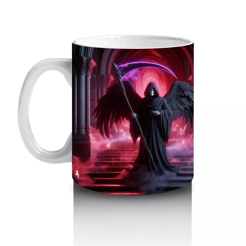 Karanlık Ormanda Kırmızı Işıklarla Aydınlatılmış Vampir Figürlü Cadılar Bayramı Baskılı Kupa Bardak - 2