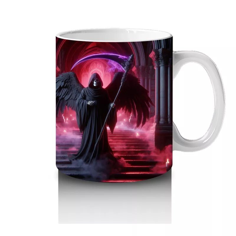 Karanlık Ormanda Kırmızı Işıklarla Aydınlatılmış Vampir Figürlü Cadılar Bayramı Baskılı Kupa Bardak - 4