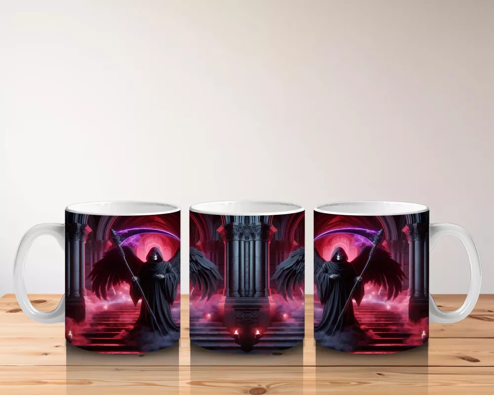 Karanlık Ormanda Kırmızı Işıklarla Aydınlatılmış Vampir Figürlü Cadılar Bayramı Baskılı Kupa Bardak - 5