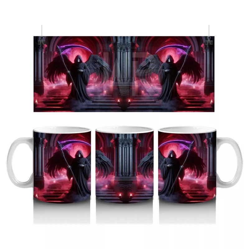 Karanlık Ormanda Kırmızı Işıklarla Aydınlatılmış Vampir Figürlü Cadılar Bayramı Baskılı Kupa Bardak