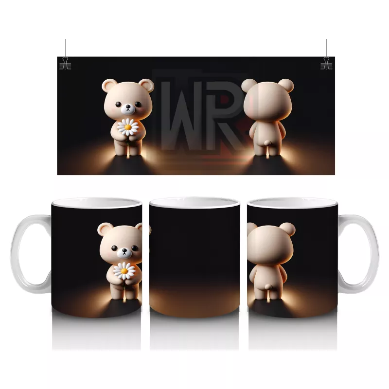 Karanlık Sahne Üzerinde Ayakta Duran Ayıcıklar – Baskılı Kahve Kupası