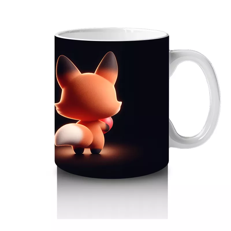 Karanlık Zeminde Sevimli Tilki Çifti – Baskılı Kupa Bardak - 4