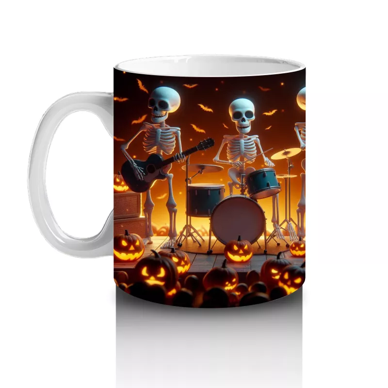 Karanlıkta Asılı Siyah Balonlar ve Mumlarla Cadılar Bayramı Baskılı Kupa Bardak - 2