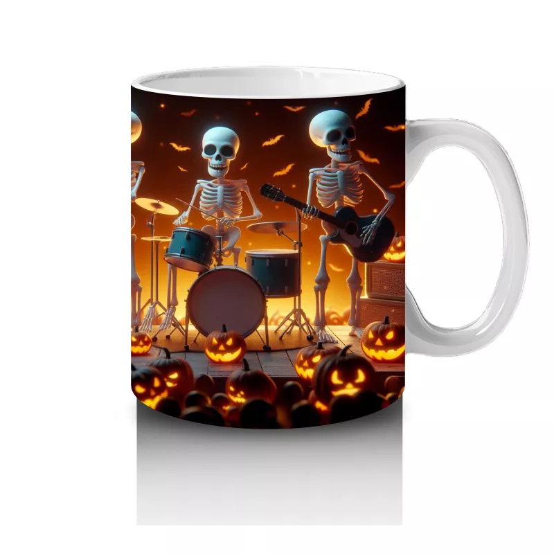 Karanlıkta Asılı Siyah Balonlar ve Mumlarla Cadılar Bayramı Baskılı Kupa Bardak - 4