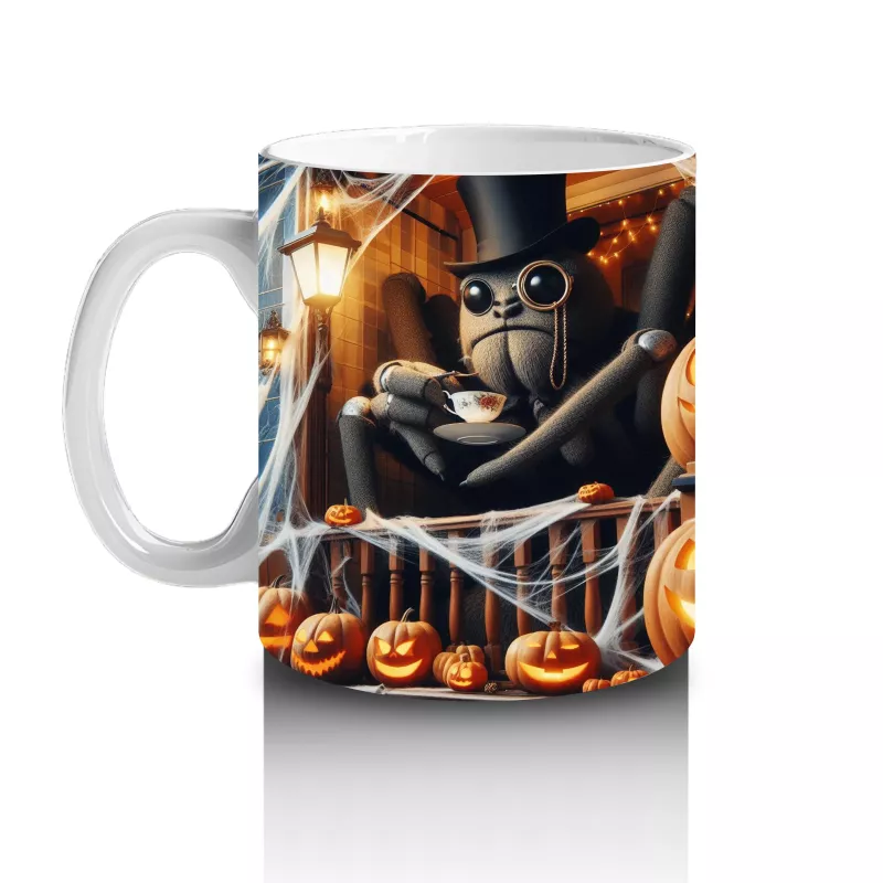 Karanlıkta Balkabağı ve Baykuş Figürlü Gotik Cadılar Bayramı Baskılı Kupa Bardak - 2