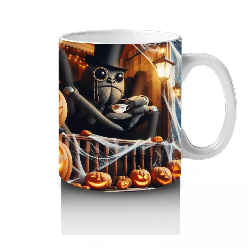 Karanlıkta Balkabağı ve Baykuş Figürlü Gotik Cadılar Bayramı Baskılı Kupa Bardak - 4