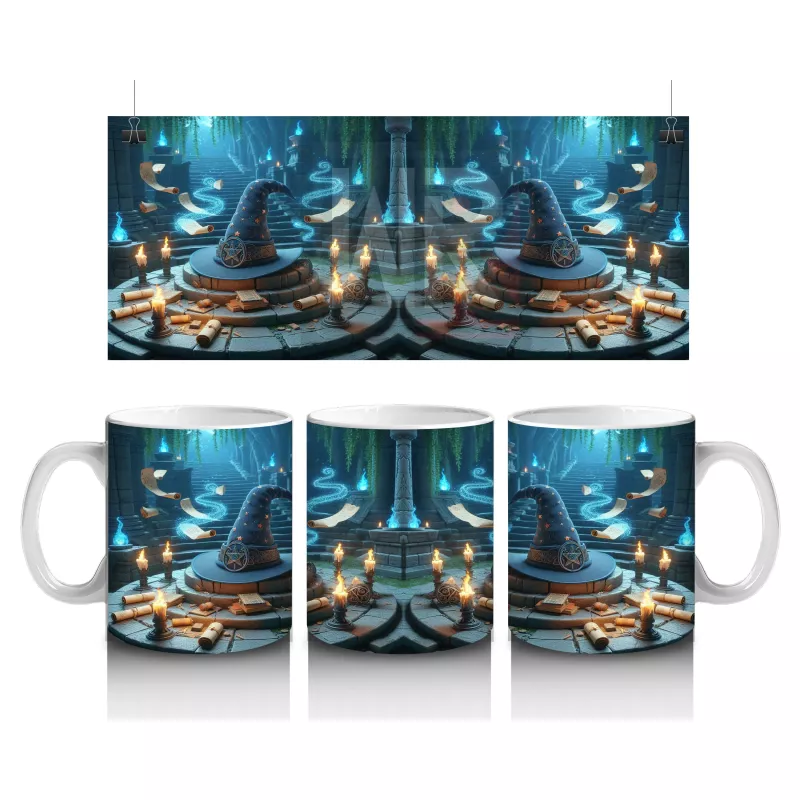 Karanlıkta Cadılar ve Sihirli Alevlerle Gotik Cadılar Bayramı Baskılı Kupa Bardak