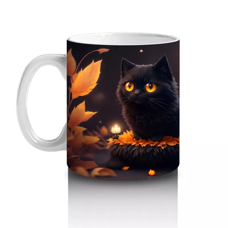 Karanlıkta Parlayan Cadı Kedi – Hediyelik Kahve Kupası - 2