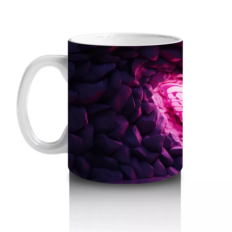 Karanlıkta Parlayan Pembe Kelebek - Baskılı Kahve Kupası - 2