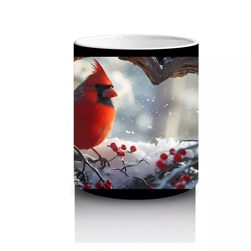 Karla Kaplı Dallar Üzerinde Kardinal Kuşu – Baskılı Kahve Kupası - 3
