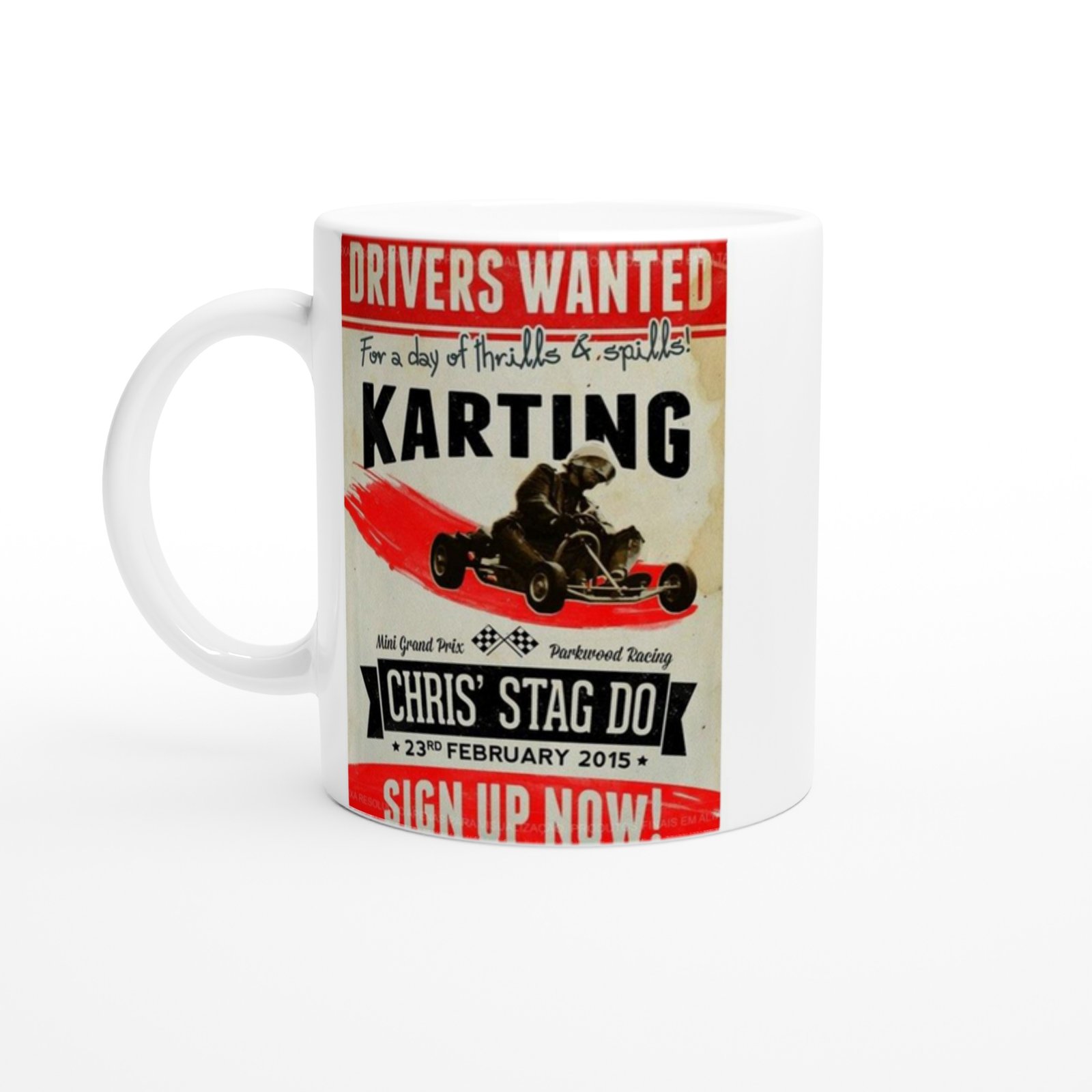 Karting Gününe Çağrı Retro Afiş Temalı Kupa Bardak