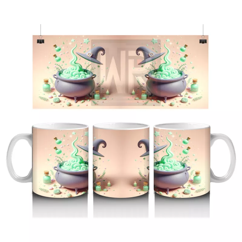 Kaynayan Kazan ve Zehirli İksir Figürlü Sevimli Cadılar Bayramı Baskılı Kupa Bardak