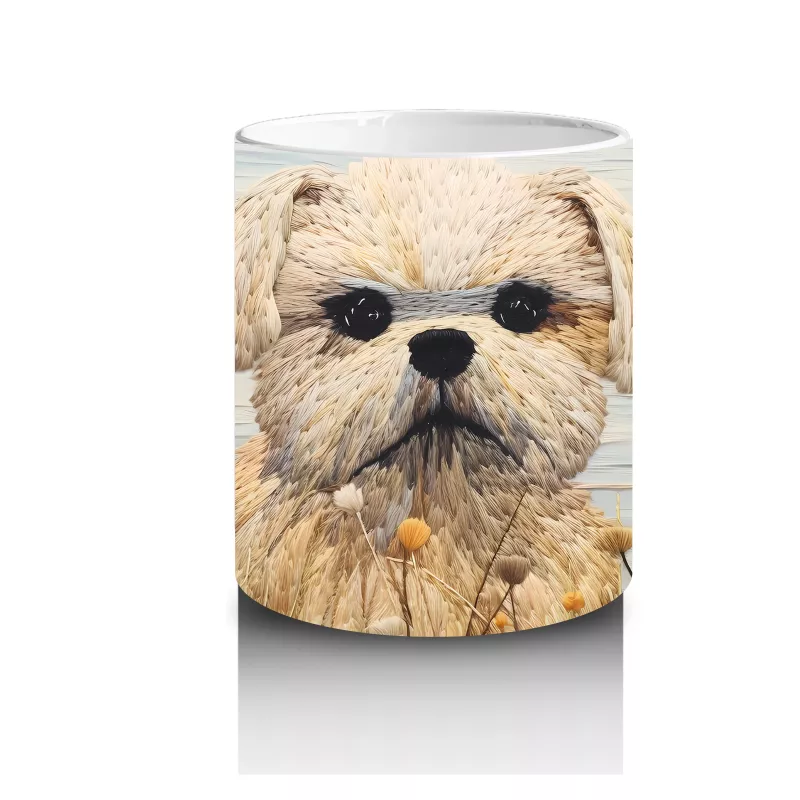 Kır Çiçekleri Arasında Sevimli Köpek – Baskılı Kahve Kupası - 3