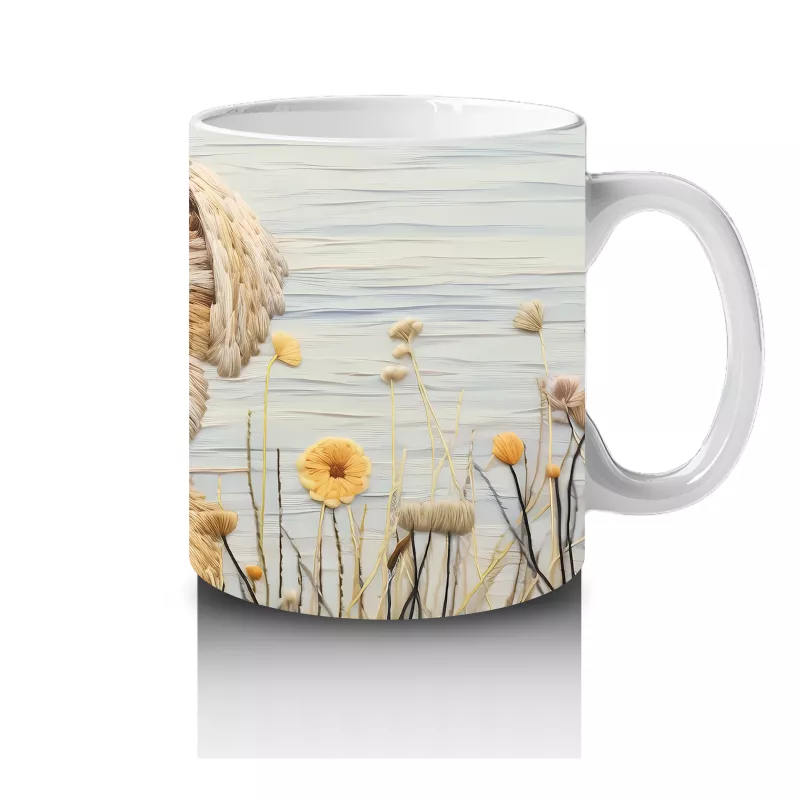 Kır Çiçekleri Arasında Sevimli Köpek – Baskılı Kahve Kupası - 4