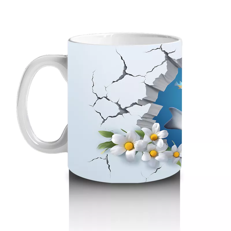 Kiraz Çiçekleri Arasında Gülümseyen Köpekbalığı – Baskılı Kupa - 2