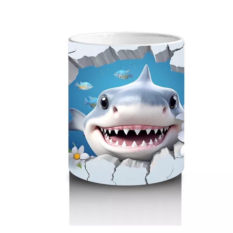 Kiraz Çiçekleri Arasında Gülümseyen Köpekbalığı – Baskılı Kupa - 3