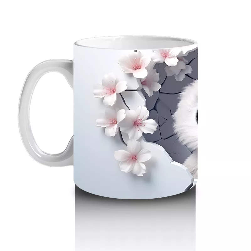 Kiraz Çiçekleri Arasında Minik Baykuş - Baskılı Kahve Kupası - 2