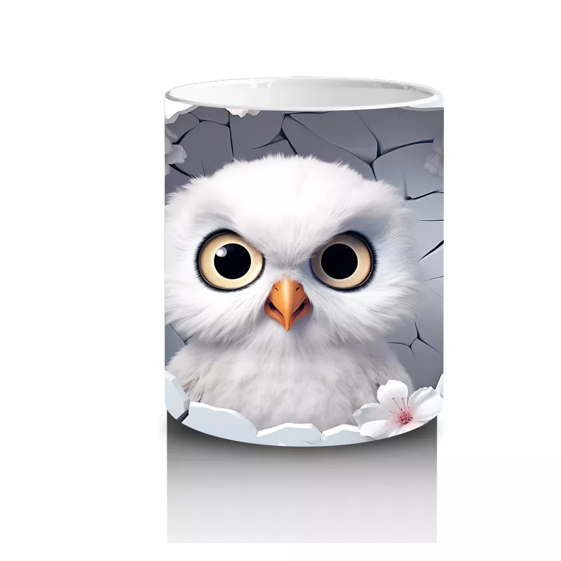 Kiraz Çiçekleri Arasında Minik Baykuş - Baskılı Kahve Kupası - 3