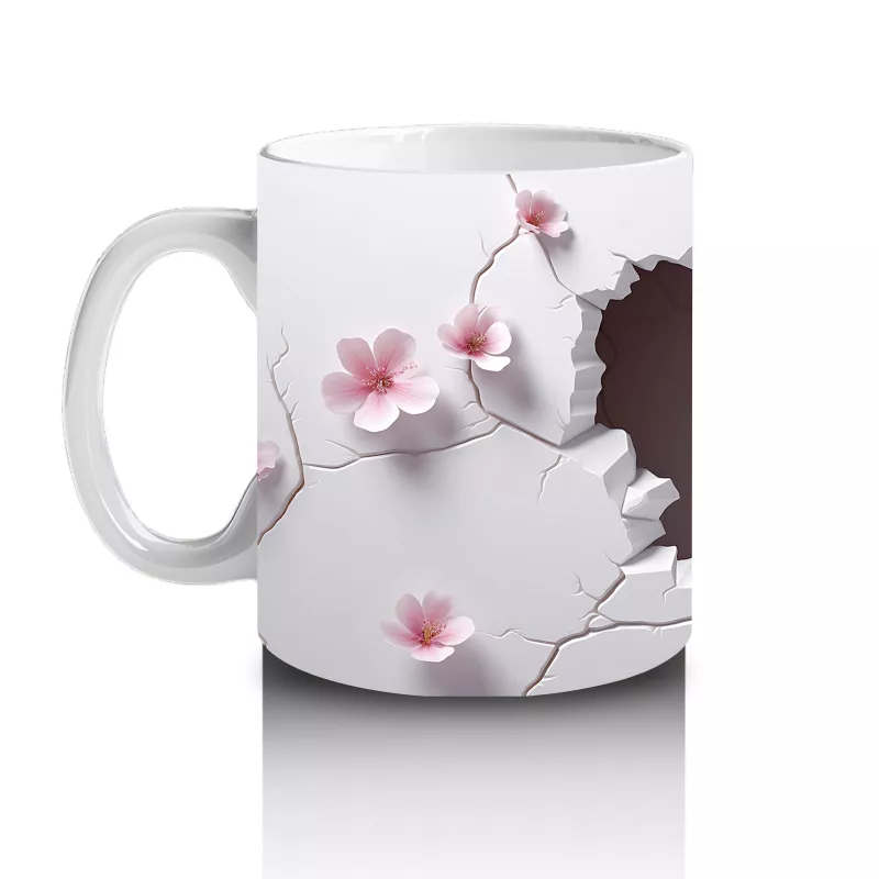 Kiraz Çiçekleriyle Çevrelenmiş Baykuş – Baskılı Kupa - 2