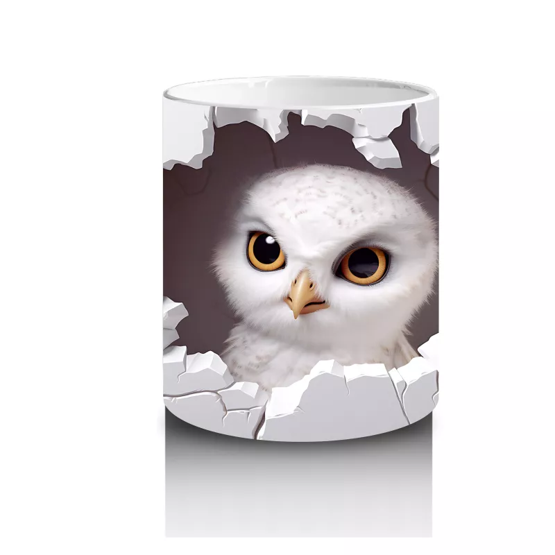 Kiraz Çiçekleriyle Çevrelenmiş Baykuş – Baskılı Kupa - 3