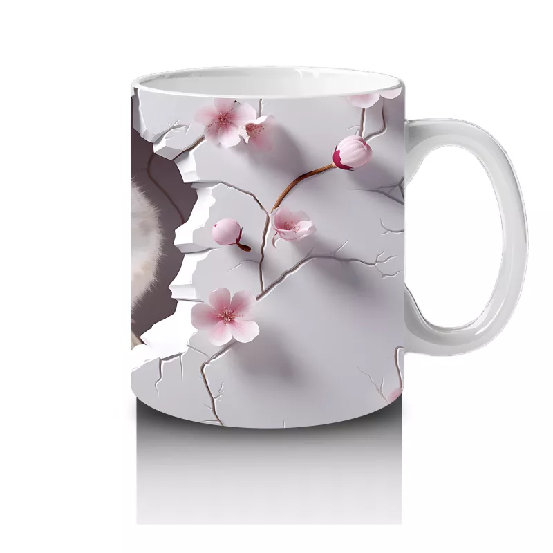 Kiraz Çiçekleriyle Çevrelenmiş Baykuş – Baskılı Kupa - 4