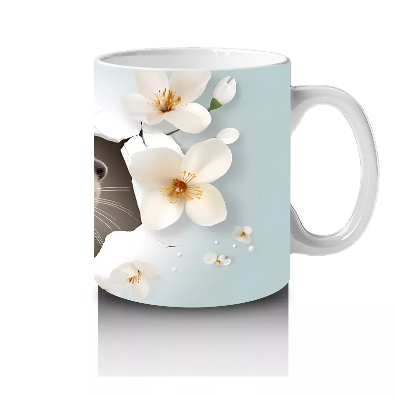 Kiraz Dalları Arasında Gülümseyen Samur – Baskılı Kupa - 4