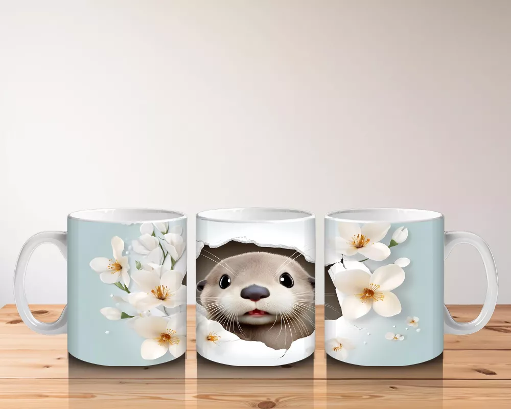 Kiraz Dalları Arasında Gülümseyen Samur – Baskılı Kupa - 5