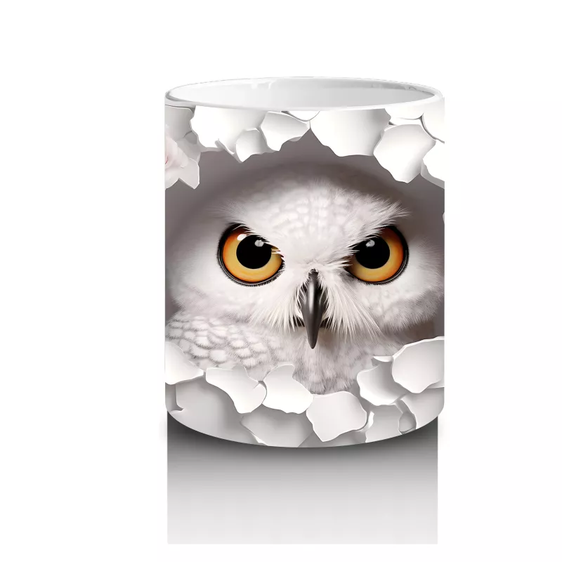 Kiraz Dalları Arasında Parlak Gözlü Baykuş – Baskılı Kupa - 3