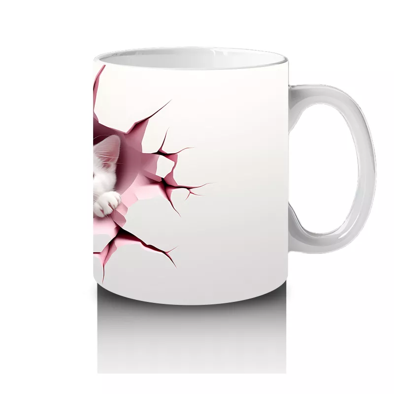 Kırık Duvar Arasında Aşık Kediler – Baskılı Kahve Kupası - 4