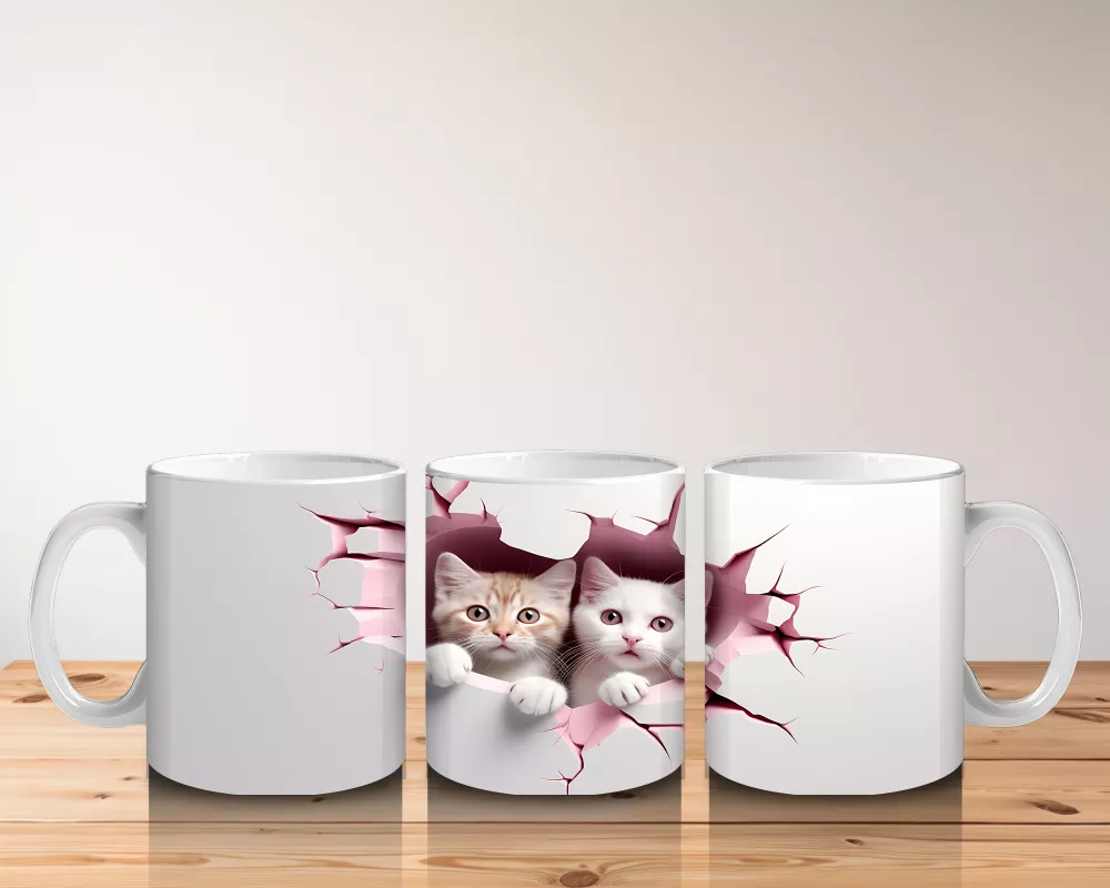 Kırık Duvar Arasında Aşık Kediler – Baskılı Kahve Kupası - 5