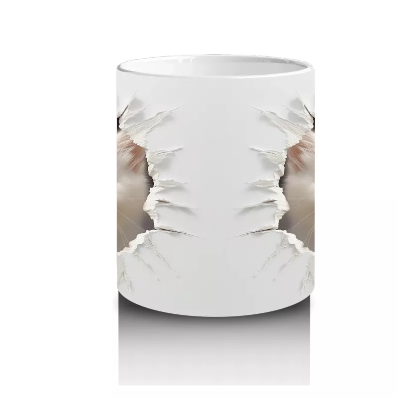 Kırık Duvar Arasında Sevimli Yavru Kedi – Baskılı Kahve Kupası - 3