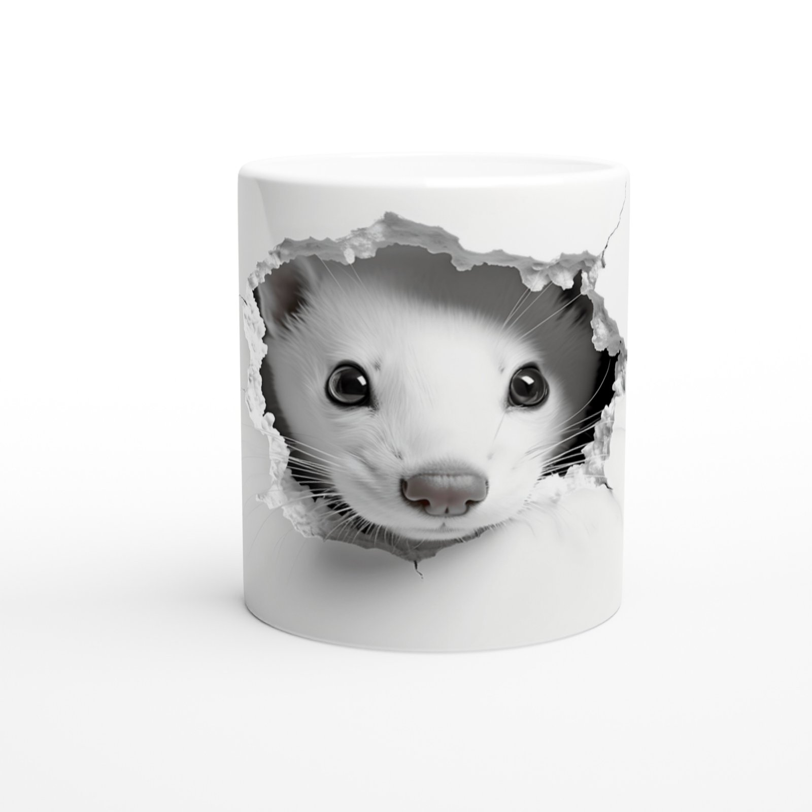 Kırık Duvar Arasından Bakan Sevimli Gelincik Baskılı Kupa Bardak